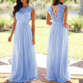 Damen Maxikleid mit elegantem Spitzenoberteil und tiefem Rücken R&B
