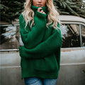 Damen Grobstrickpullover mit hohem Kragen und lässiger Passform