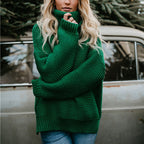 Damen Grobstrickpullover mit hohem Kragen und lässiger Passform