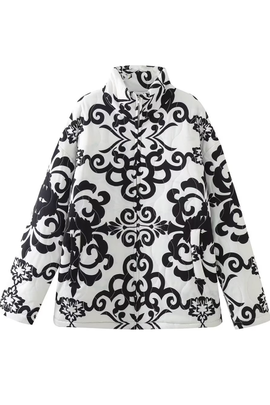 R&B | Stehkragen Bedruckte Casual Baumwolljacke