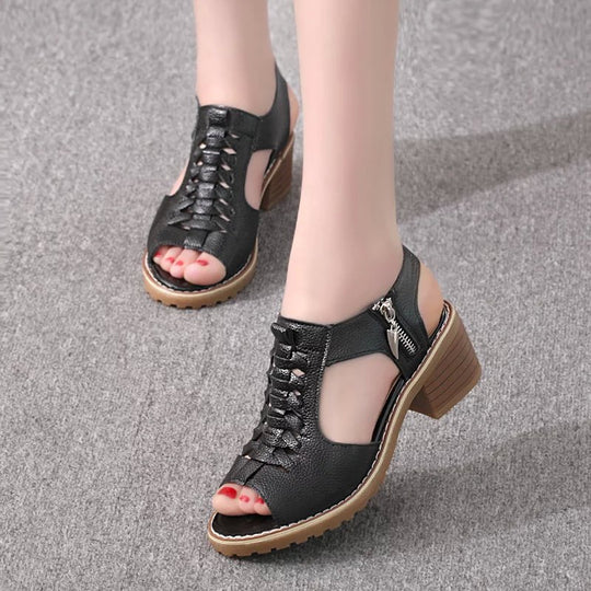 Damen Komfortable Sandalen mit elegantem Riemen-Design und modischem Reißverschluss R&B