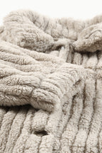 Unifarbene Plüsch Fleece Jacke Mit Knopfleiste