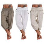 Damen luftige Haremshose mit praktischen Knopfdetails R&B