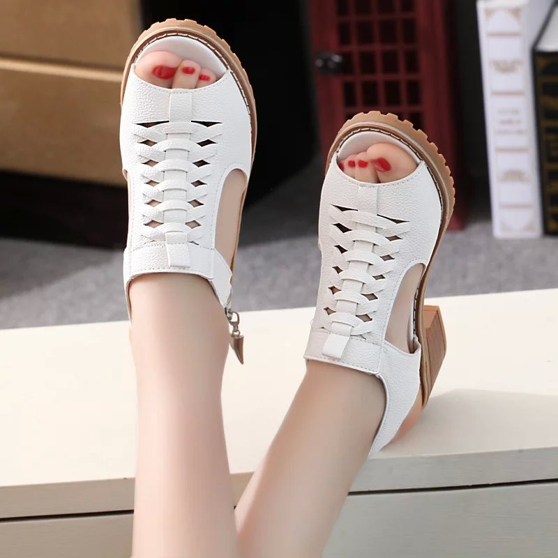 Damen Komfortable Sandalen mit elegantem Riemen-Design und modischem Reißverschluss R&B