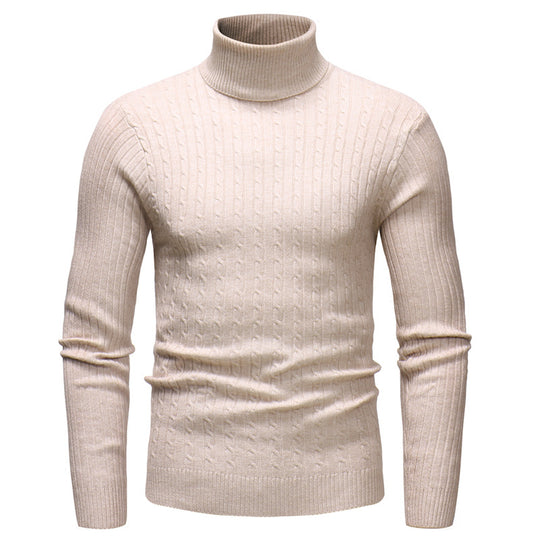 Herren Rollkragenpullover mit strukturiertem Zopfmuster R&B