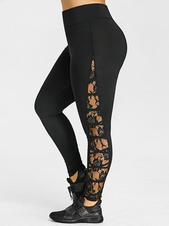 Damen Funktionale Sportleggings mit Spitzenelementen R&B
