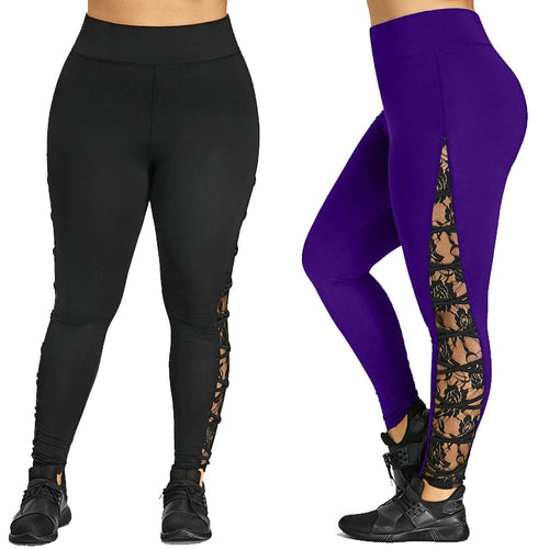 Damen Funktionale Sportleggings mit Spitzenelementen R&B