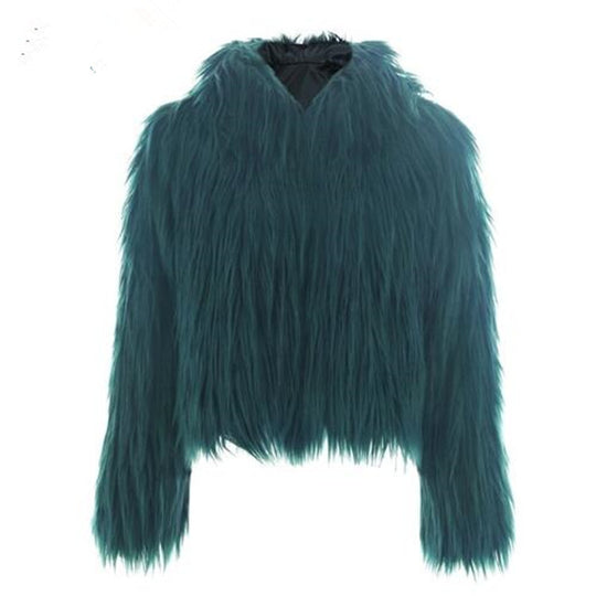 Damen Kurze Felljacke mit voluminösem Design R&B