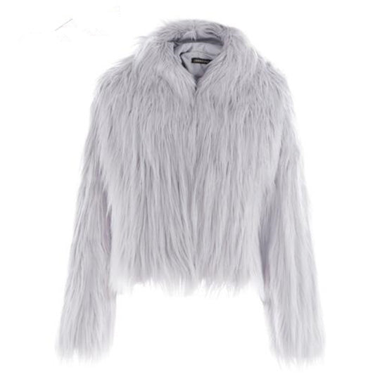 Damen Kurze Felljacke mit voluminösem Design R&B