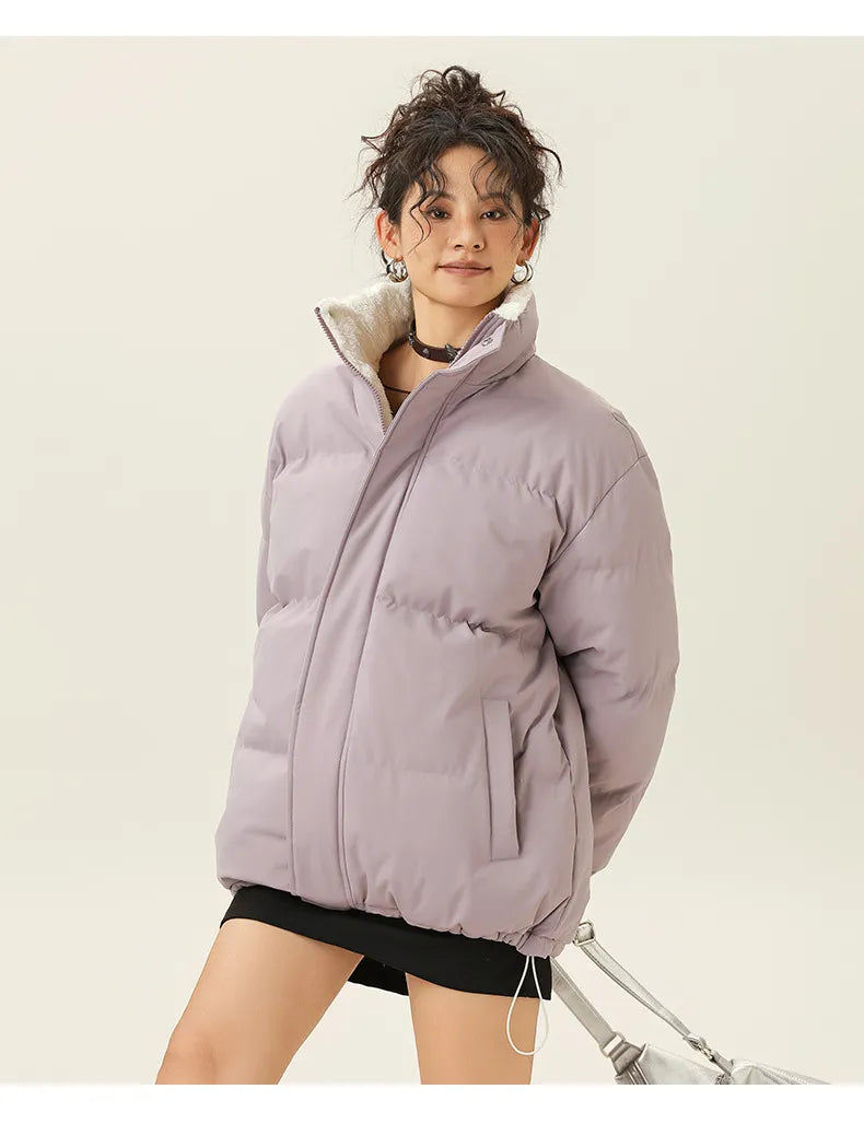 R&B | Lockere Jacke mit Stehkragen aus dickem, warmem Baumwollstoff