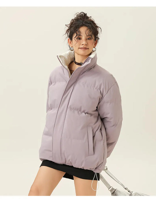 R&B | Lockere Jacke mit Stehkragen aus dickem, warmem Baumwollstoff