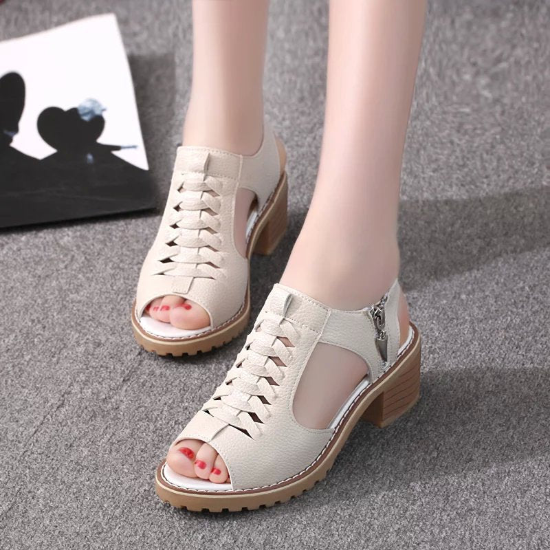 Damen Komfortable Sandalen mit elegantem Riemen-Design und modischem Reißverschluss R&B