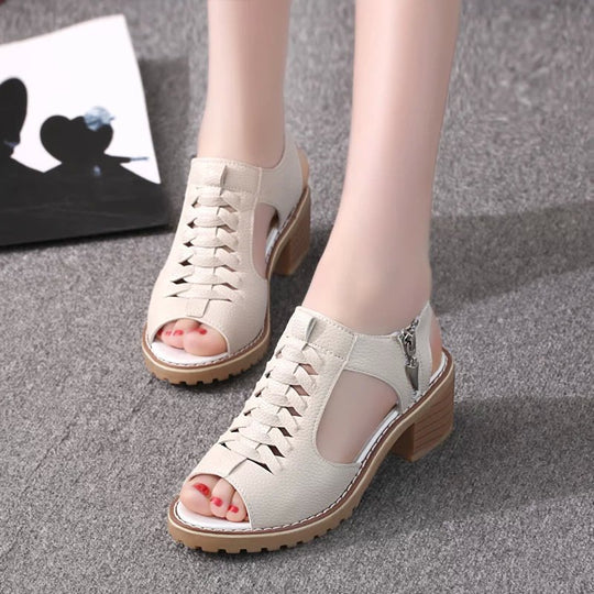 Damen Komfortable Sandalen mit elegantem Riemen-Design und modischem Reißverschluss R&B
