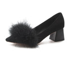 Damen elegante Pumps mit voluminösem Flausche-Akzent