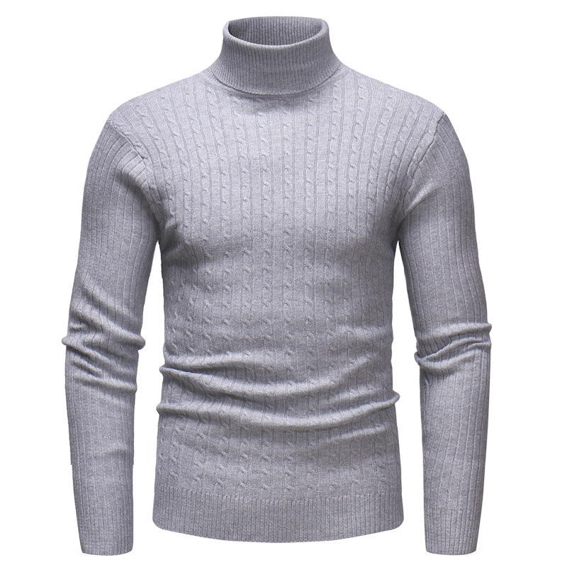 Herren Rollkragenpullover mit strukturiertem Zopfmuster