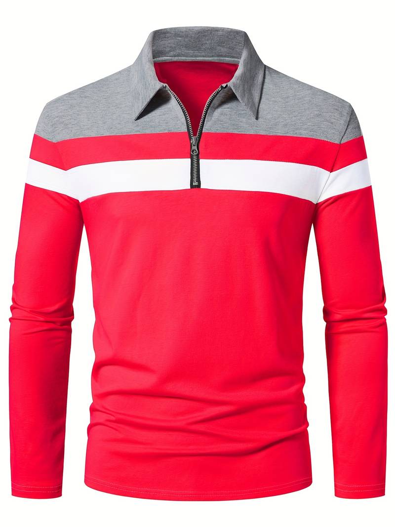 R&B – langärmliges poloshirt mit reißverschluss