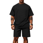 R&B | Schachbrettmuster Kurzarm-Shorts-Set