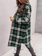R&B | Warme Damen Karomuster Wolljacke mit Knöpfen