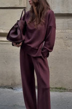 R&B | Bequemes Damen Satz mit Strukturiertem Sweatshirt und Hose