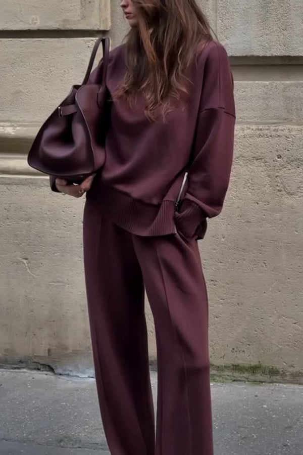 R&B | Bequemes Damen Satz mit Strukturiertem Sweatshirt und Hose