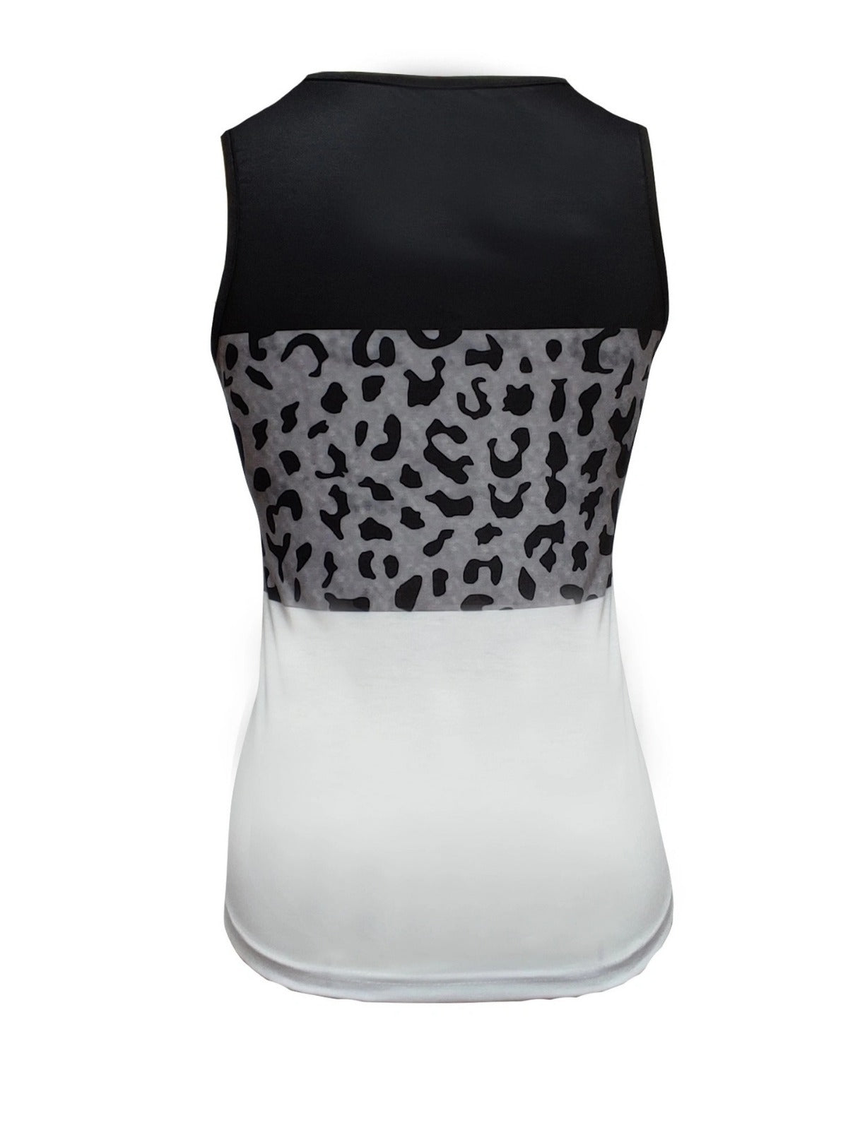 R&B | Damen Leopard Patchwork V-Ausschnitt Top