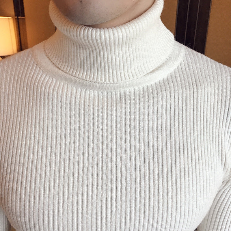 Herren Stehkragenpullover aus feinem Rippstrick