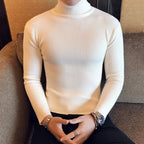 Herren Stehkragenpullover aus feinem Rippstrick