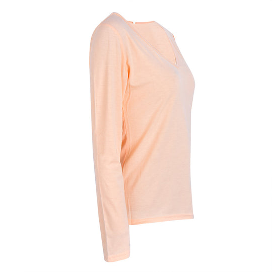 Damen Langarmshirt mit elegantem V-Ausschnitt und figurbetontem Schnitt R&B