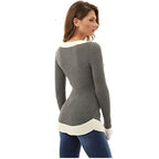 Damen eleganter V-Ausschnitt Pullover mit feinem Strukturstrick R&B