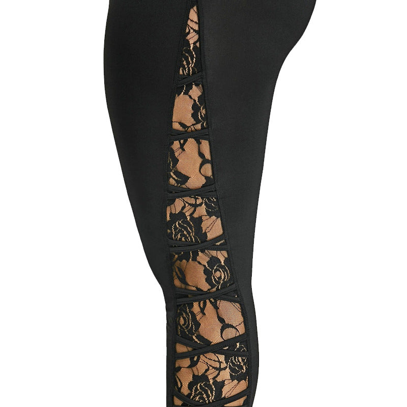 Damen Funktionale Sportleggings mit Spitzenelementen R&B