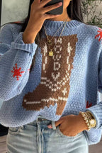 R&B | Weihnachtsstrickstiefel Rundhals Langarmpullover