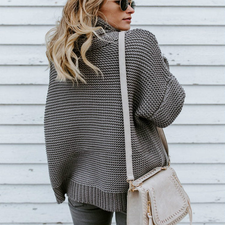 Damen Grobstrickpullover mit gemütlichem Stehkragen R&B