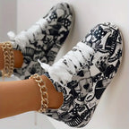 Damen Graffiti Druck Lage Turnschuhe