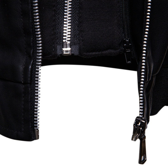 Herren Kunstleder Kapuzenjacke mit sportlichem Schnitt und einzigartigen Details R&B