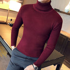 Herren Stehkragenpullover aus feinem Rippstrick