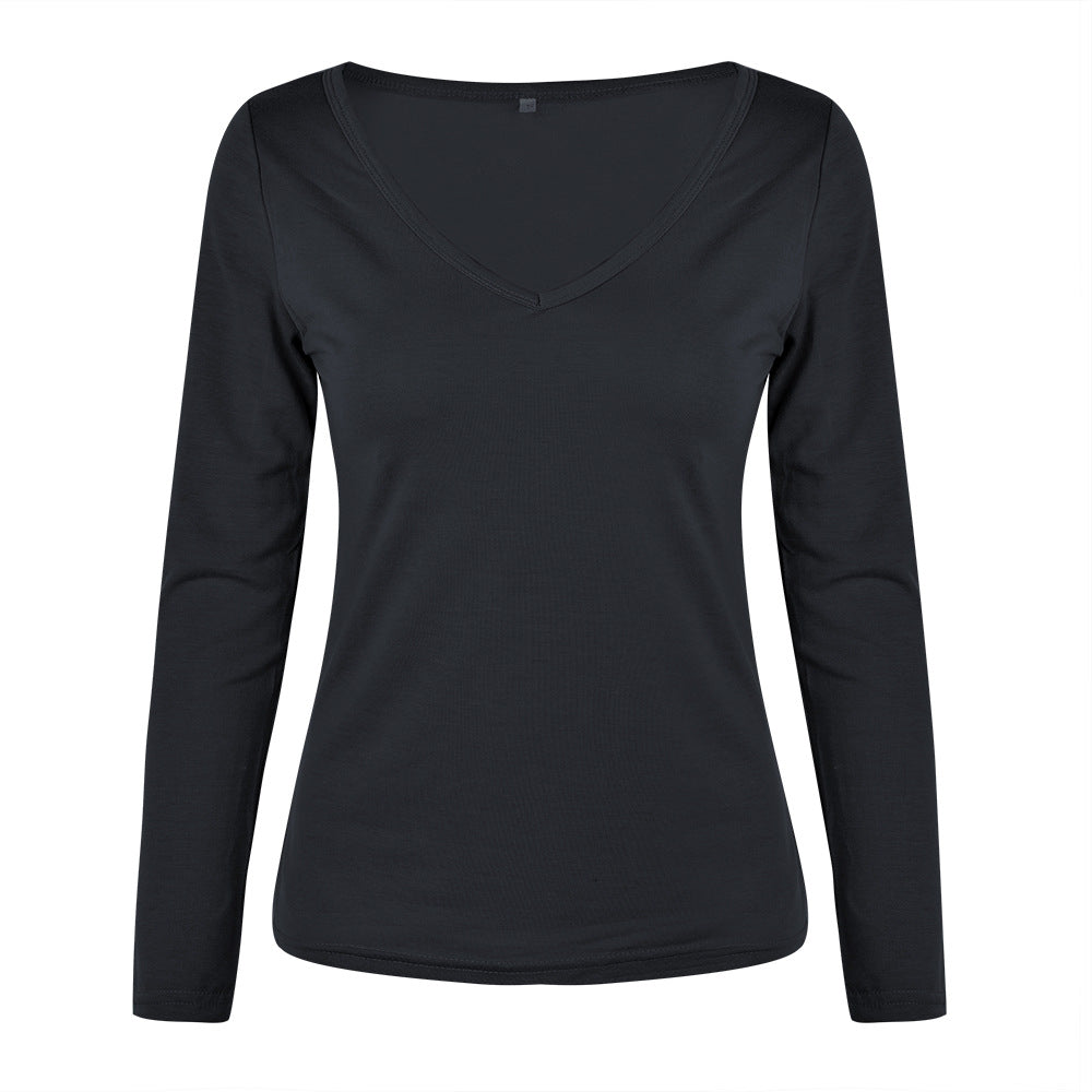 Damen Langarmshirt mit elegantem V-Ausschnitt und figurbetontem Schnitt R&B
