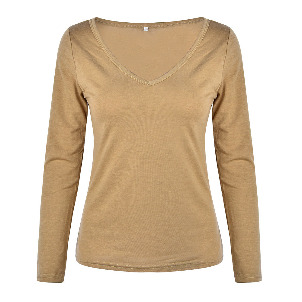 Damen Langarmshirt mit elegantem V-Ausschnitt und figurbetontem Schnitt R&B