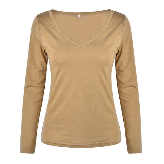 Damen Langarmshirt mit elegantem V-Ausschnitt und figurbetontem Schnitt R&B