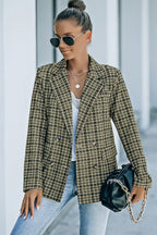 R&B | Karierter Doppelreiher Langarm-Blazer