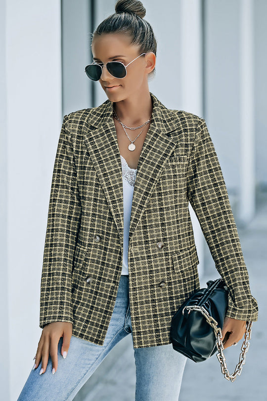 R&B | Karierter Doppelreiher Langarm-Blazer