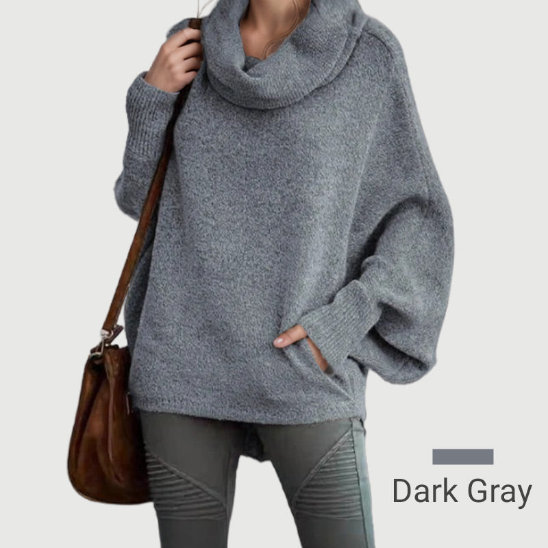 R&B | Gemütlicher Batwing-Pullover mit Wasserfallausschnitt und Taschen