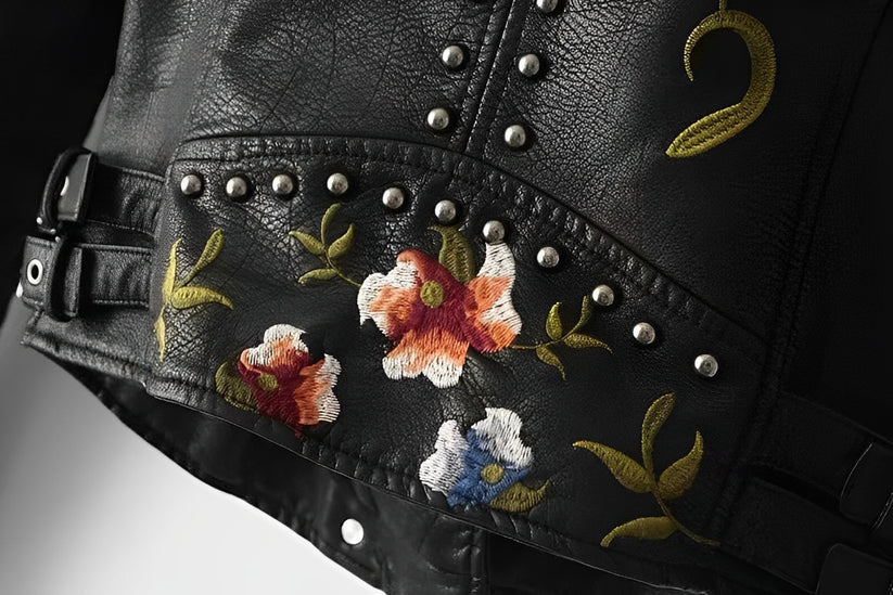 R&B | Lederjacke mit Stickerei