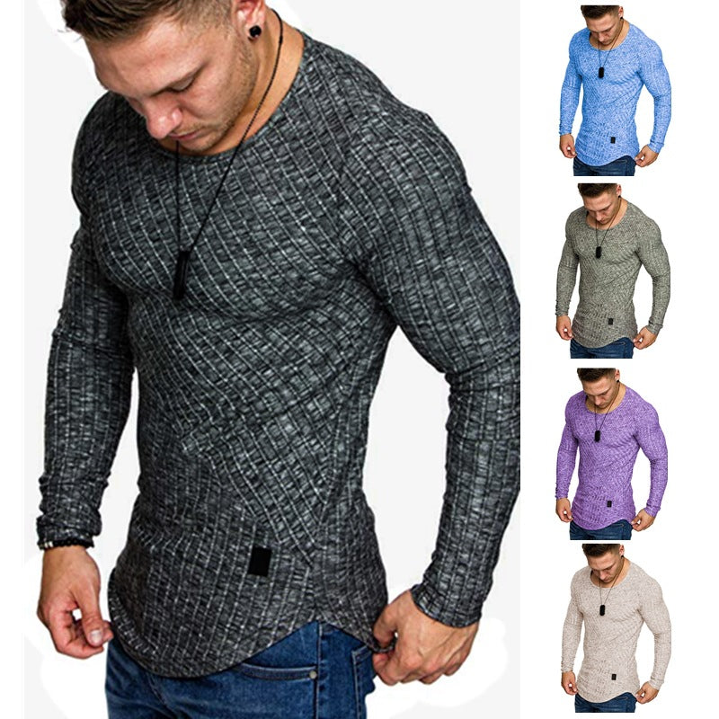 Herren Langarmshirt mit strukturiertem Design und körperbetonter Passform
