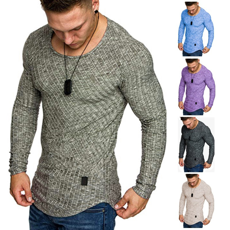 Herren Langarmshirt mit strukturiertem Design und körperbetonter Passform