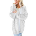 Damen nan langer oversize Strickcardigan mit Zopfmuster und V-Ausschnitt R&B