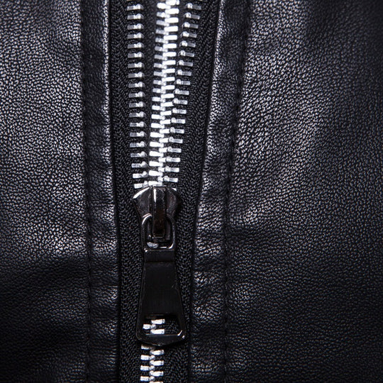Herren Kunstleder Kapuzenjacke mit sportlichem Schnitt und einzigartigen Details R&B