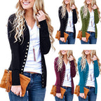 Damen nan Feinstrick-Cardigan mit dekorativen Metallknöpfen und schmaler Silhouette R&B