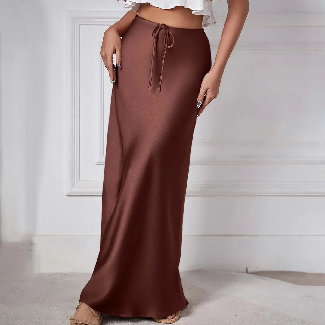 R&B - Schicker Herbst Hohe Taille Schnürung Satinrock für Frauen