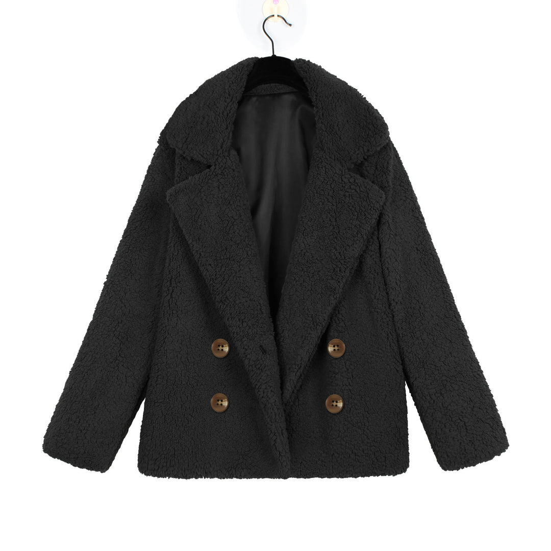 Damen Kuschelige Boucle-Jacke mit doppelter Knopfleiste R&B