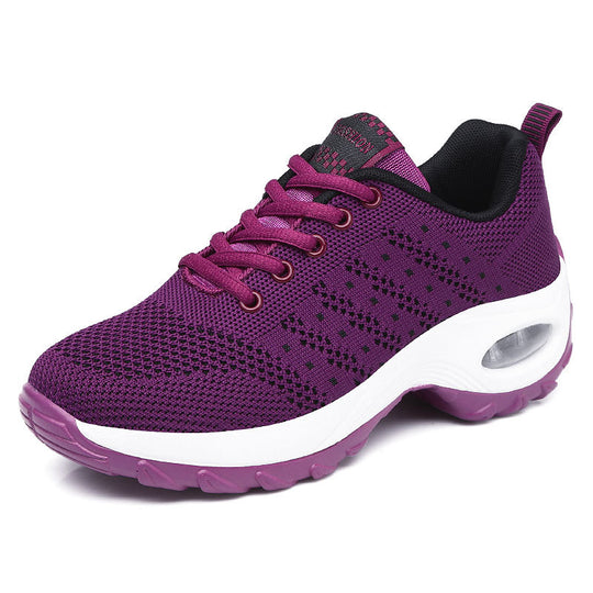 Damen nan leichter Mesh-Komfort-Sneaker mit integrierter Luftfederung, gepolsterter Fersenmanschette und federnder Wellenlaufsohle R&B
